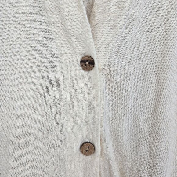 Kantha Bae Cream Dylan Button Front Shirt Cotton Gauze Free Size - Picture 4 of 7